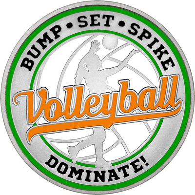 Orange "Volleyball" with Green Outer Circular Borders